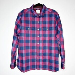 NWT Construct Men's Button Down Plaid Shirt Engineered Goods Blue Red Size XL